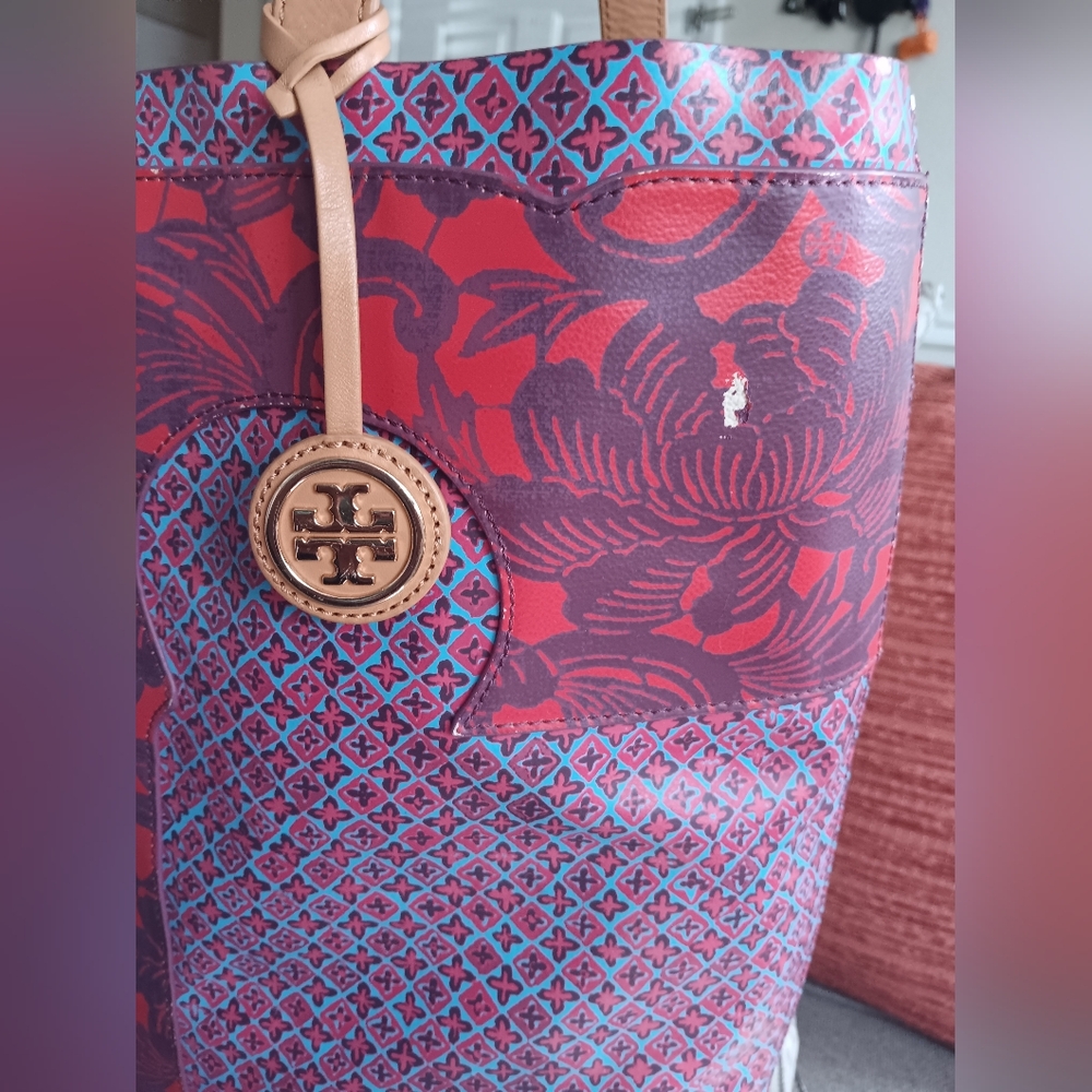Tory Burch Rare Lrg Floral Paisley Tote GUC - Picture 7 of 12
